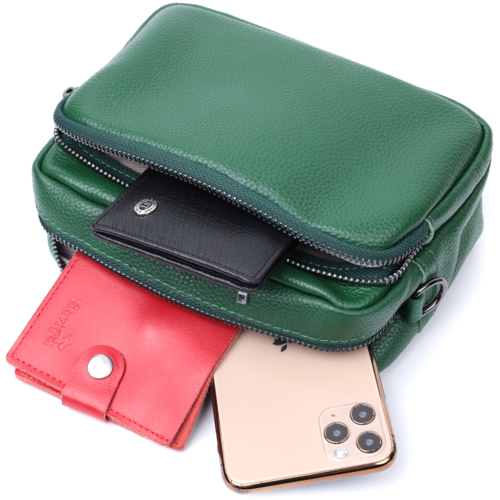 Сумка Vintage Крос-боді з натуральної шкіри Зелена (22296) - зображення 8