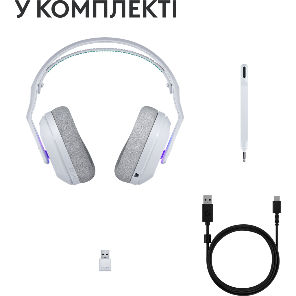 Навушники Logitech G522 Lightspeed Wireless Gaming Headset White (981-001550) - зображення 3