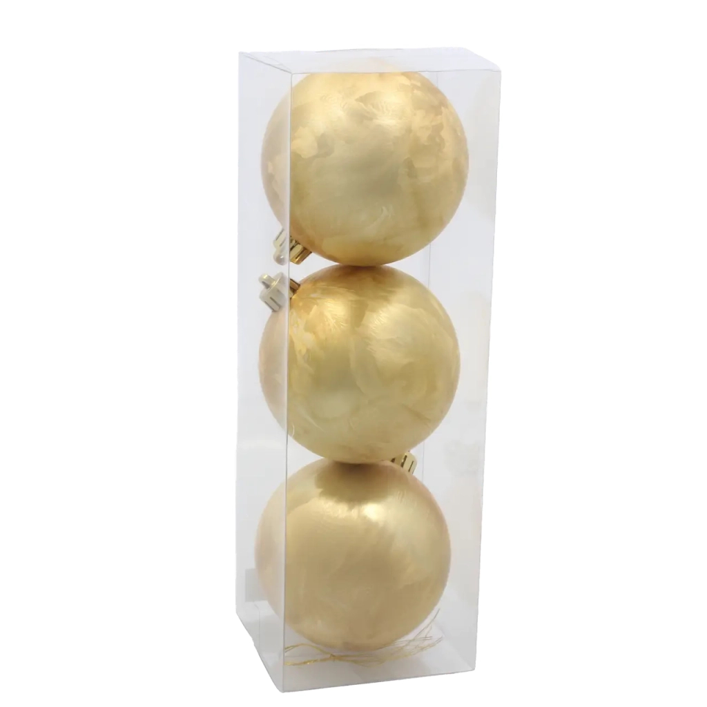 Ялинкова іграшка Chomik пластикові кульки 3 шт, 8см, золотисті (5900779893870_2) - зображення 1