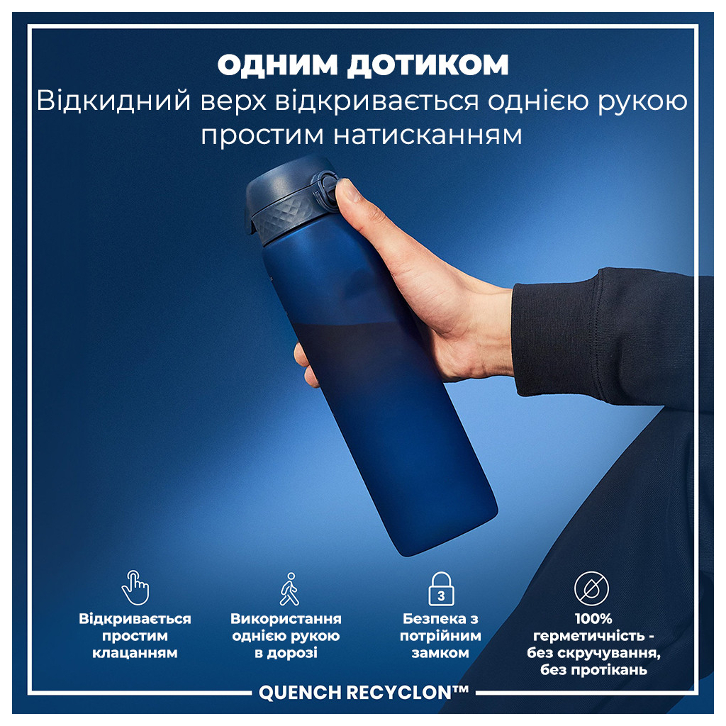 Пляшка для води ION8 OneTouch 1000 мл BPA Free, Navy (I8RF1000NAV) - зображення 2