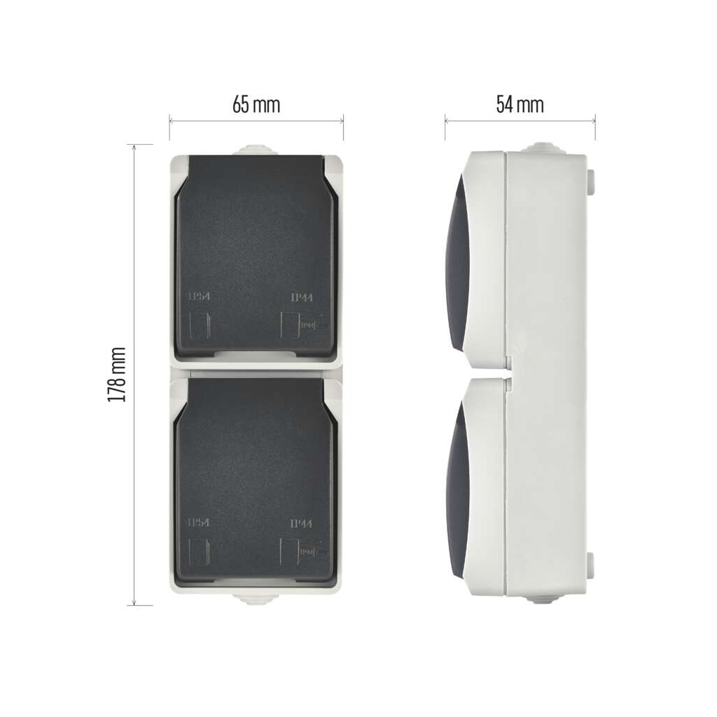 Розетка EMOS вертикальна зовнішня IP44 Сіро-чорна (A1396.3) - picture 8