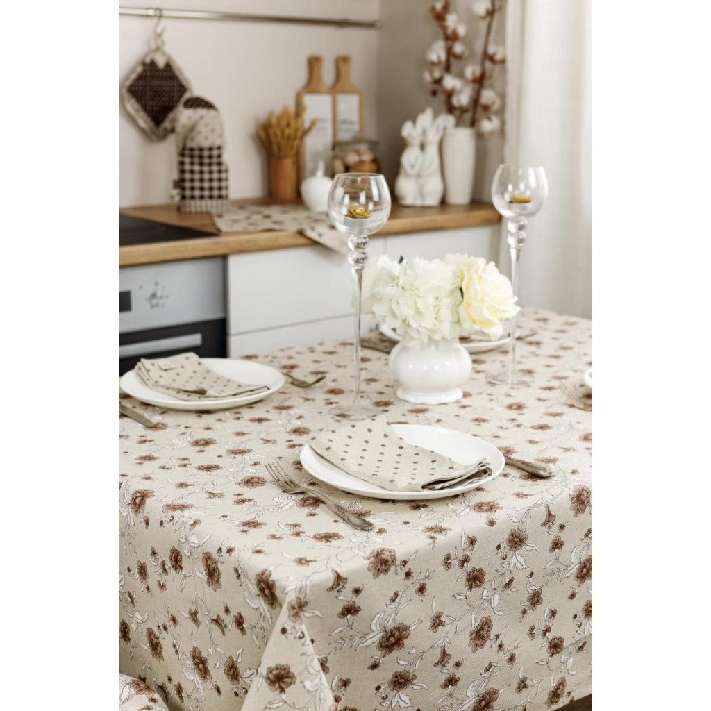 Скатертина Прованс Квіти коричневий Господиня 220х136 см (4823093450981) - зображення 6