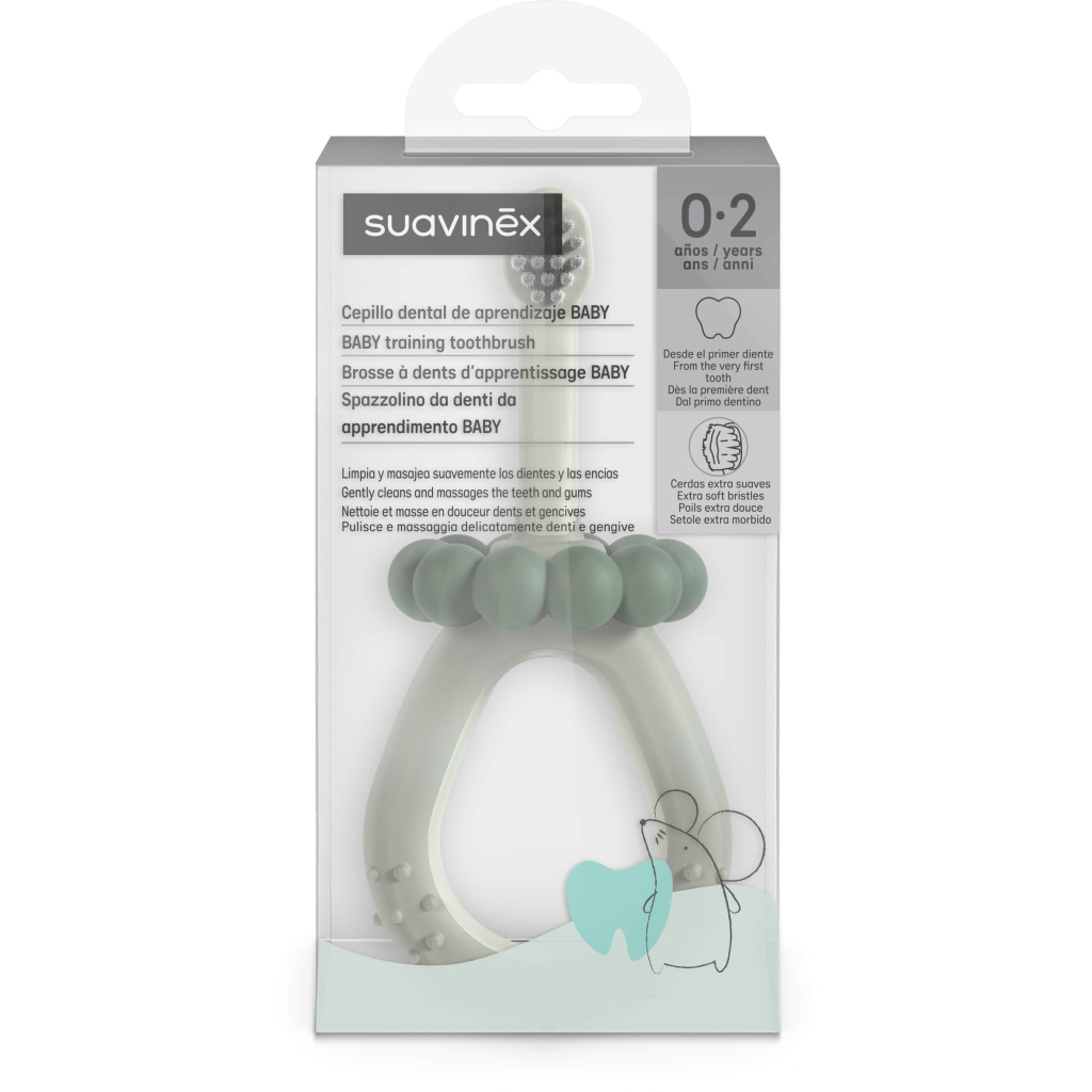 Дитяча зубна щітка Suavinex STAGE 1 з масажером від 0 до 2 років, зелена (403011) - изображение 3