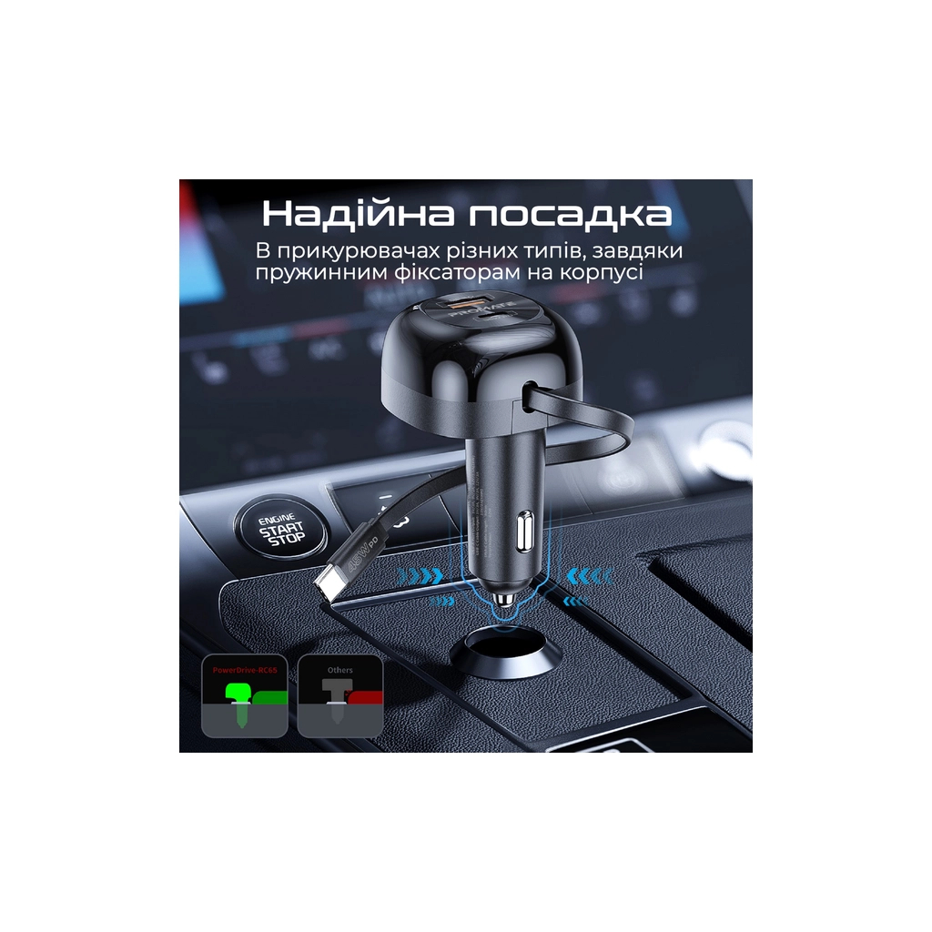 Зарядний пристрій Promate 62W USB-C cable + USB-A/USB-C ports (powerdrive-rc65) - зображення 7