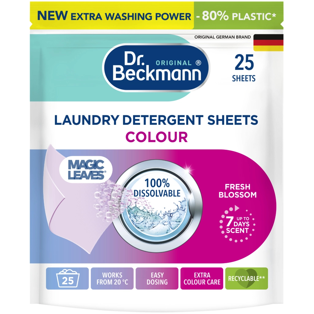 Серветки для прання Dr. Beckmann Magic Leaves для кольорових тканин 25 шт. (4008455585215) - зображення 1