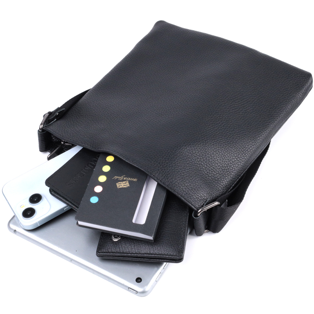 Сумка Shvigel Через плече з натуральної шкіри Чорна (22850) - зображення 8