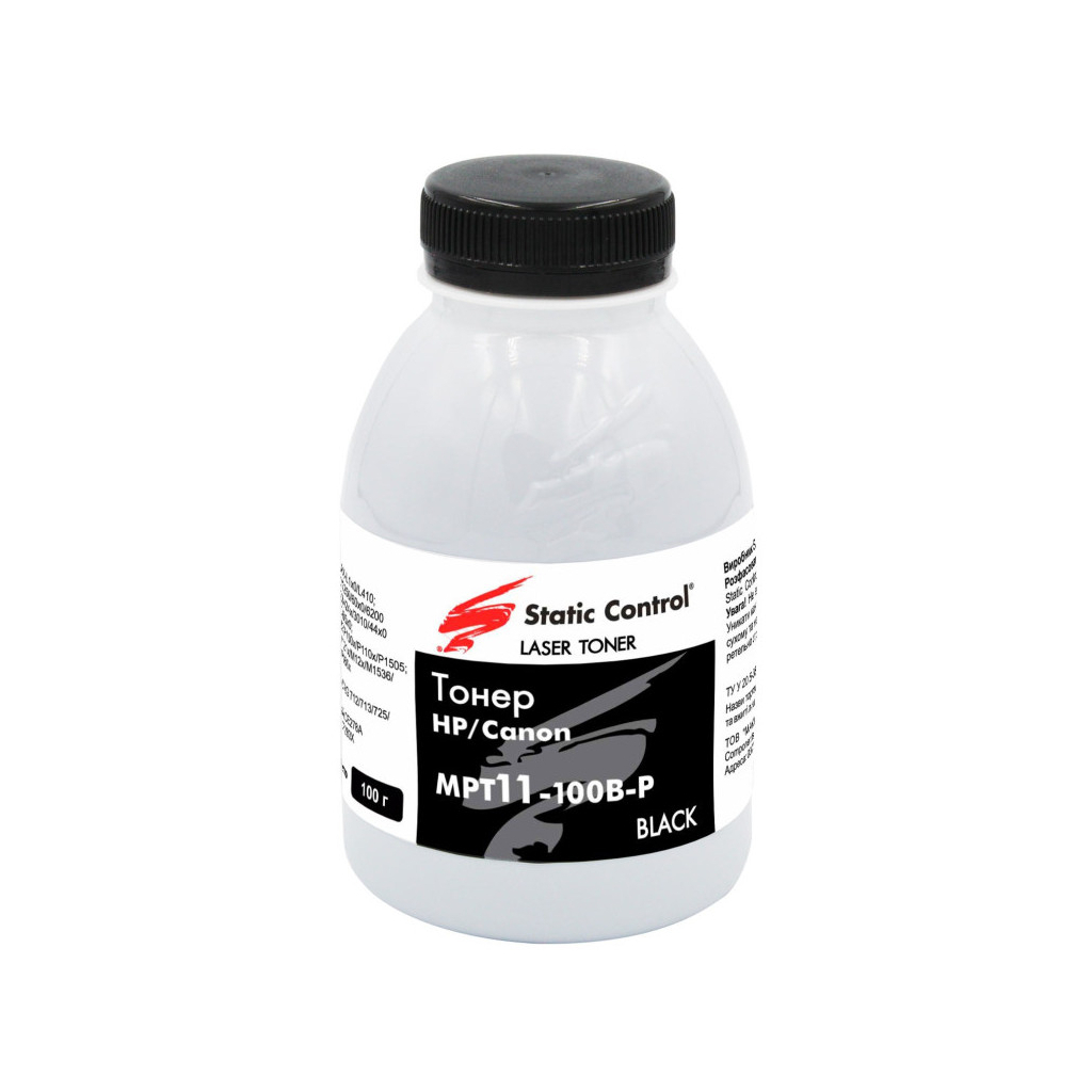Тонер HP/Canon 100г фасовка Static Control (MPT11-100B-P) - изображение 1