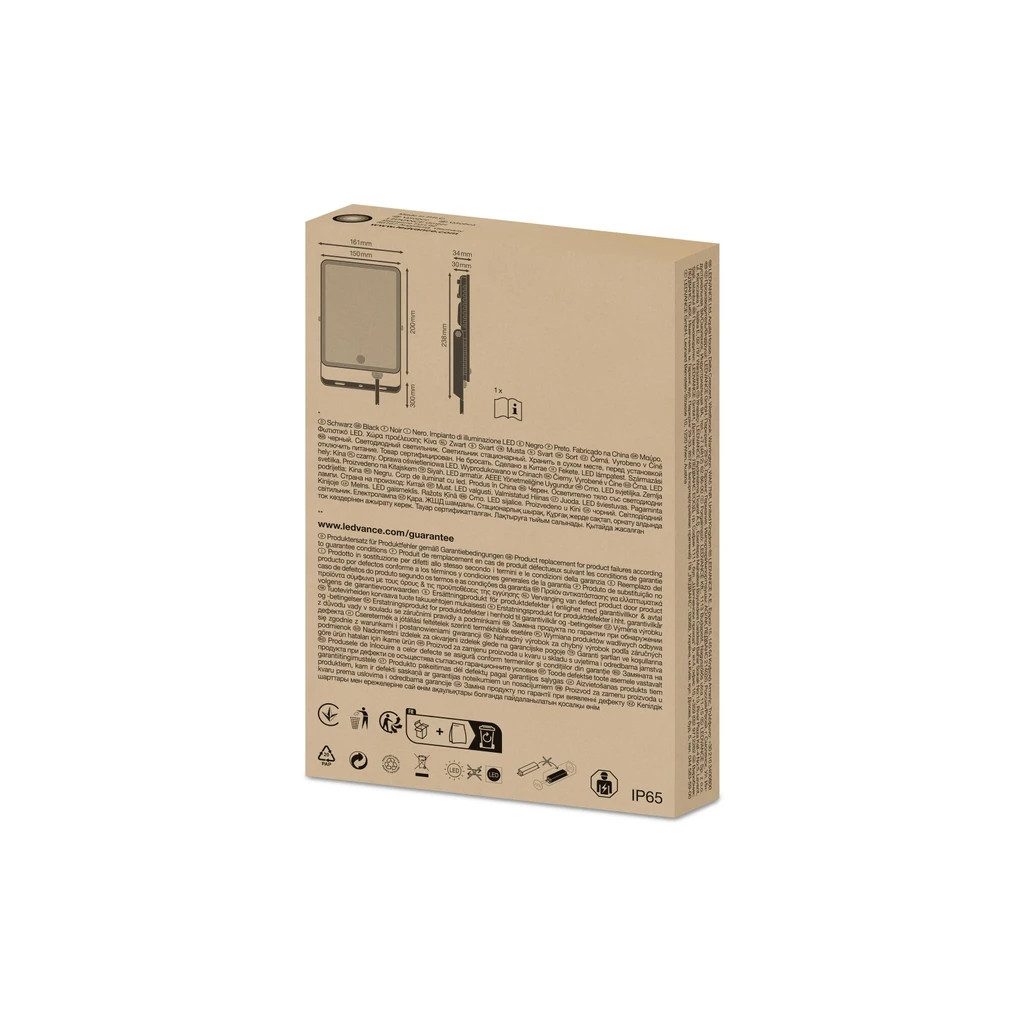 Прожектор LEDVANCE Flood ESSENTIAL SENSOR 50W 840 BK IP65 (4058075768390) - зображення 7