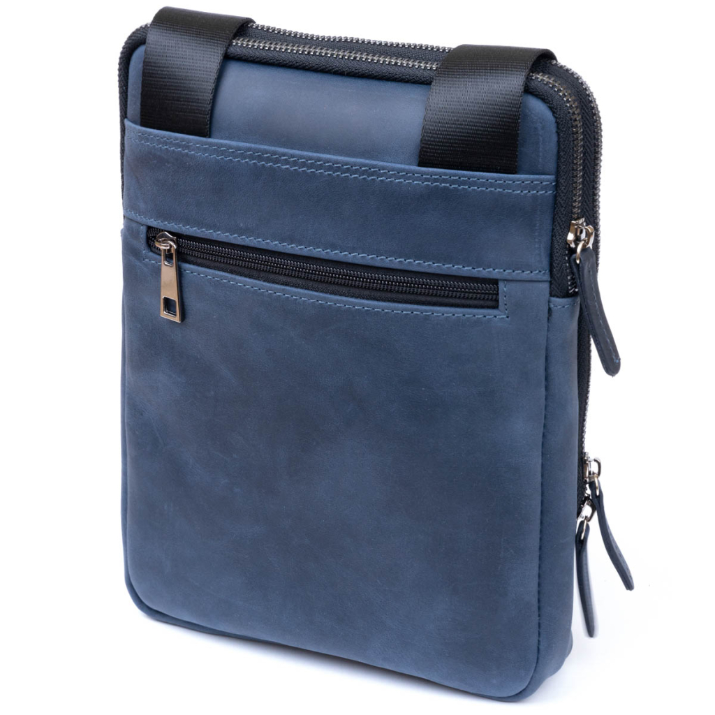 Сумка Shvigel На два відділення вінтажна шкіряна Синя (11284) - зображення 2