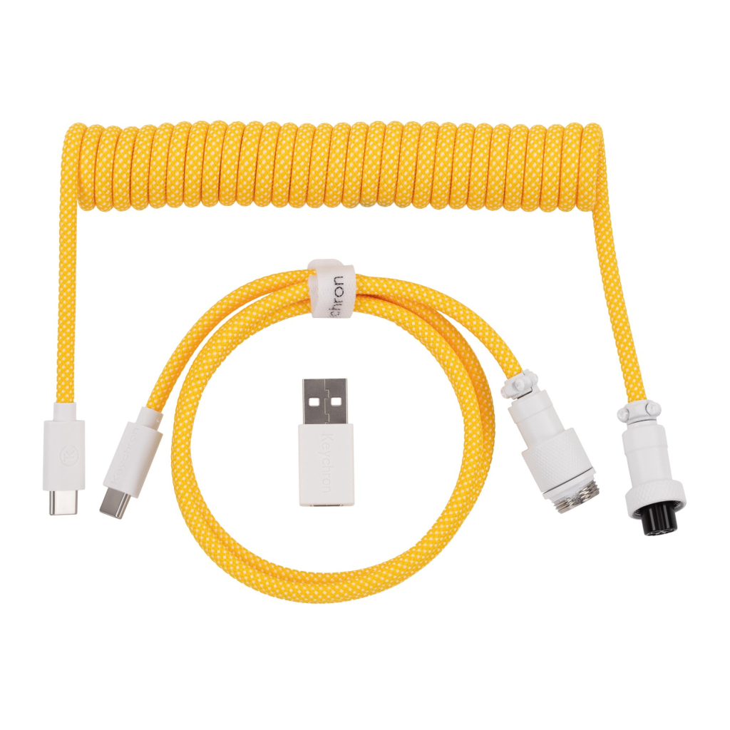 Дата кабель USB-C + USB A to USB-C 1.36m Coiled Aviator yellow Keychron (CAB16_KEYCHRON) - зображення 1