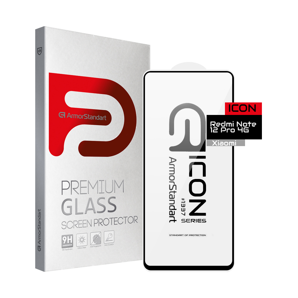 Скло захисне Armorstandart Icon Xiaomi Redmi Note 12 Pro 4G Black (ARM72596) - зображення 1
