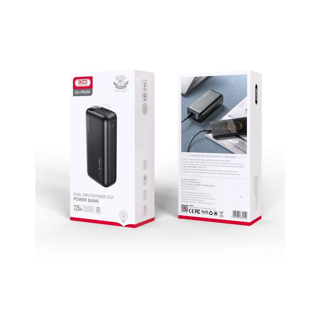 Батарея універсальна XO 30000mAh, PD/20W, QC/22.5W, black (PR200_Black) - зображення 2