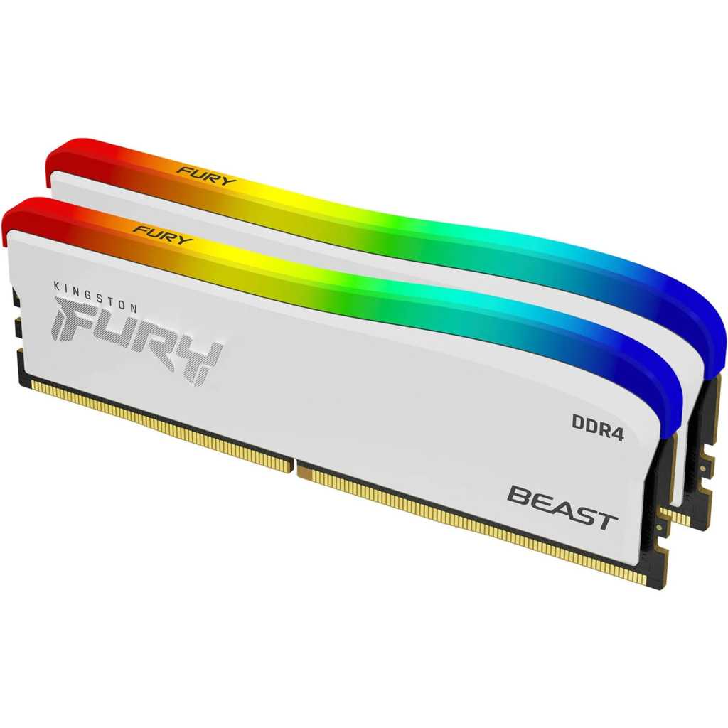 Модуль пам'яті для комп'ютера DDR4 16GB (2x8GB) 3600 MHz Beast White RGB SE Kingston Fury (ex.HyperX) (KF436C17BWAK2/16) - зображення 1