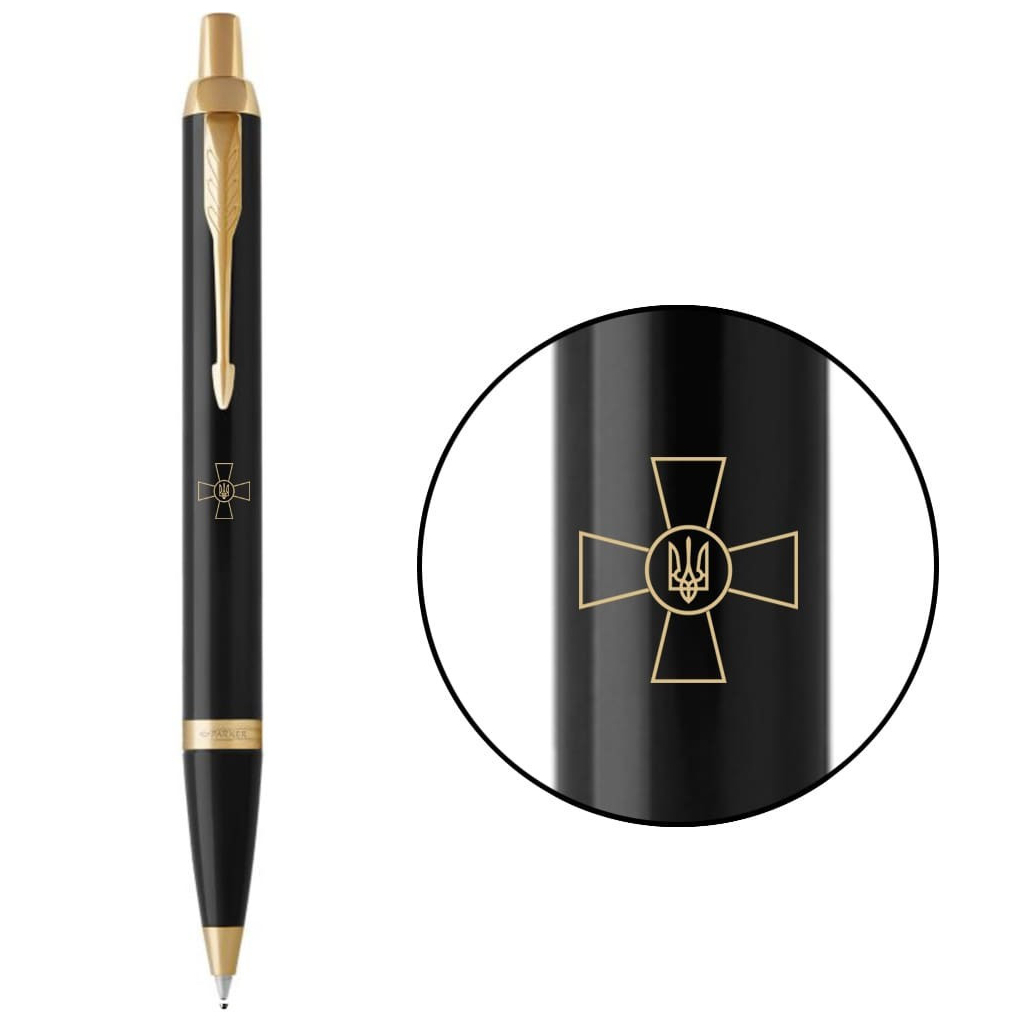 Ручка кулькова Parker IM 17 ARMY Black GT BP Емблема ЗСУ (22032_W001y) - зображення 1