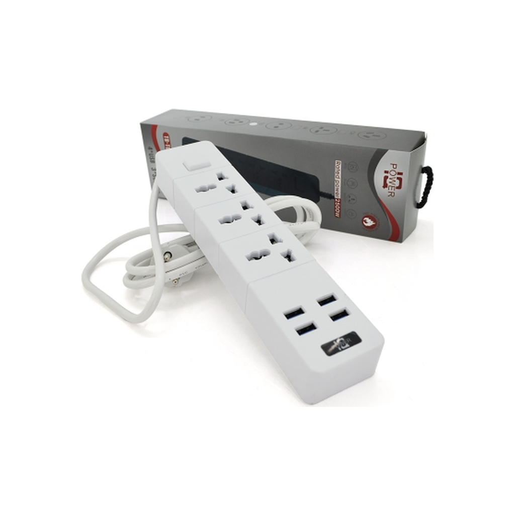 Мережевий фільтр живлення Voltronic TВ-Т08, 3роз, 4*USB White (ТВ-Т08-White) - зображення 2