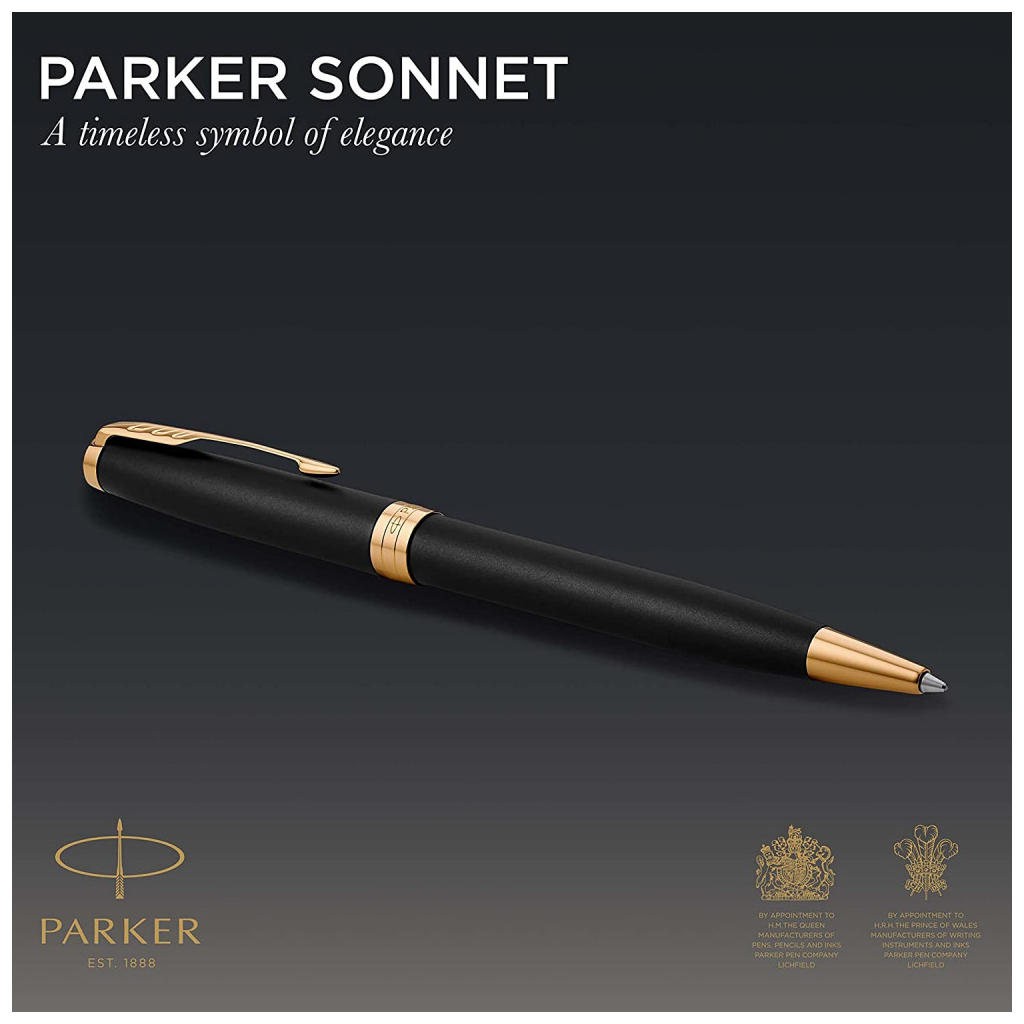 Ручка кулькова Parker SONNET 17 Matte Black Lacquer GT BP (84 832) - зображення 3