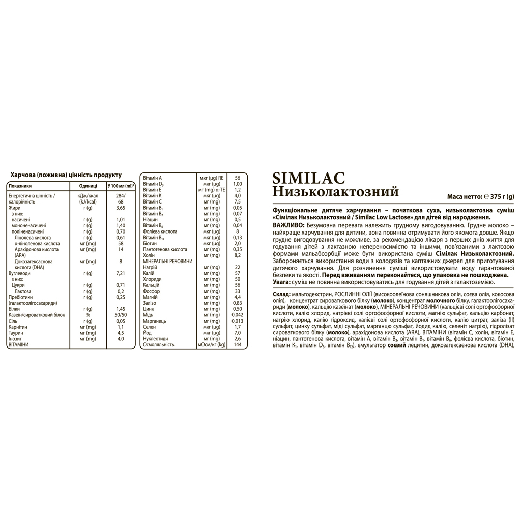 Дитяча суміш Similac Низьколактозна 375 г (8427030004952) - зображення 4