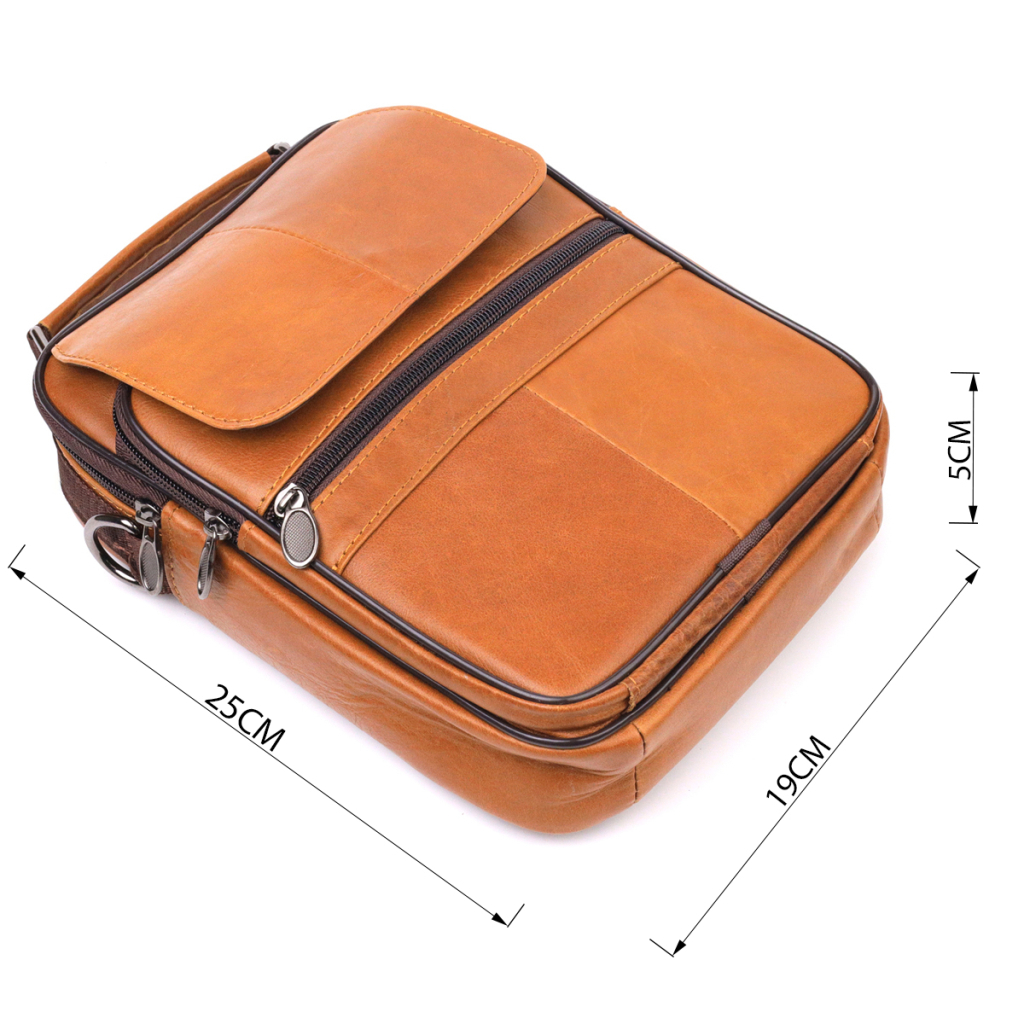 Сумка Vintage Чоловіча з ручкою шкіряна Руда (21273) - зображення 3