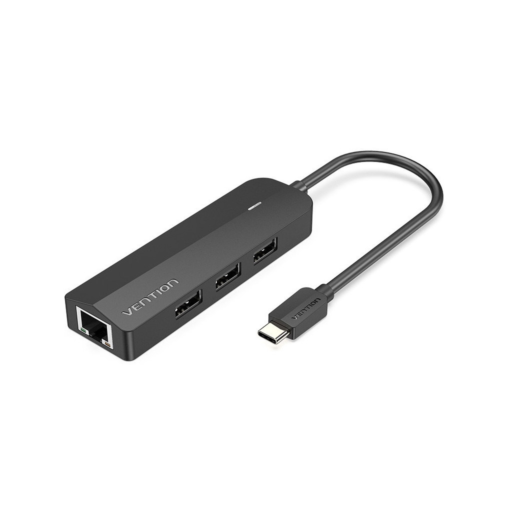 Концентратор Vention USB 3.1 Type-C to 3xUSB 2.0+MicroUSB+RJ45 100M Ethernet black (TGOBB) - зображення 1