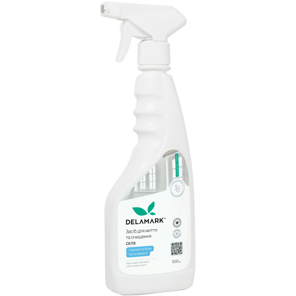 Засіб для миття скла DeLaMark Білі квіти бавовни 500 мл (4820152333681) - зображення 1