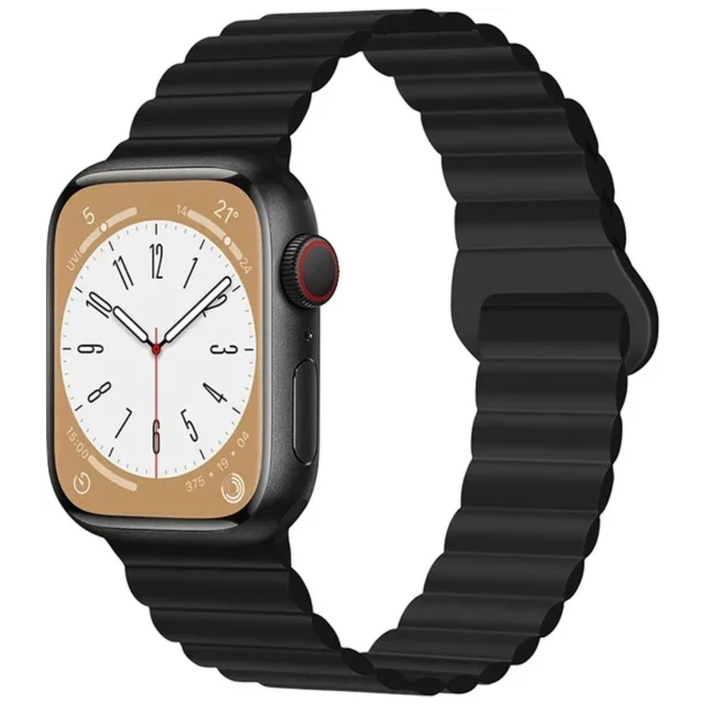 Ремінець до смарт-годинника Drobak Silicone Magnetic Link для Apple Watch All Series Ultra 2 49/45/44/42mm Dark black (898929) - зображення 1