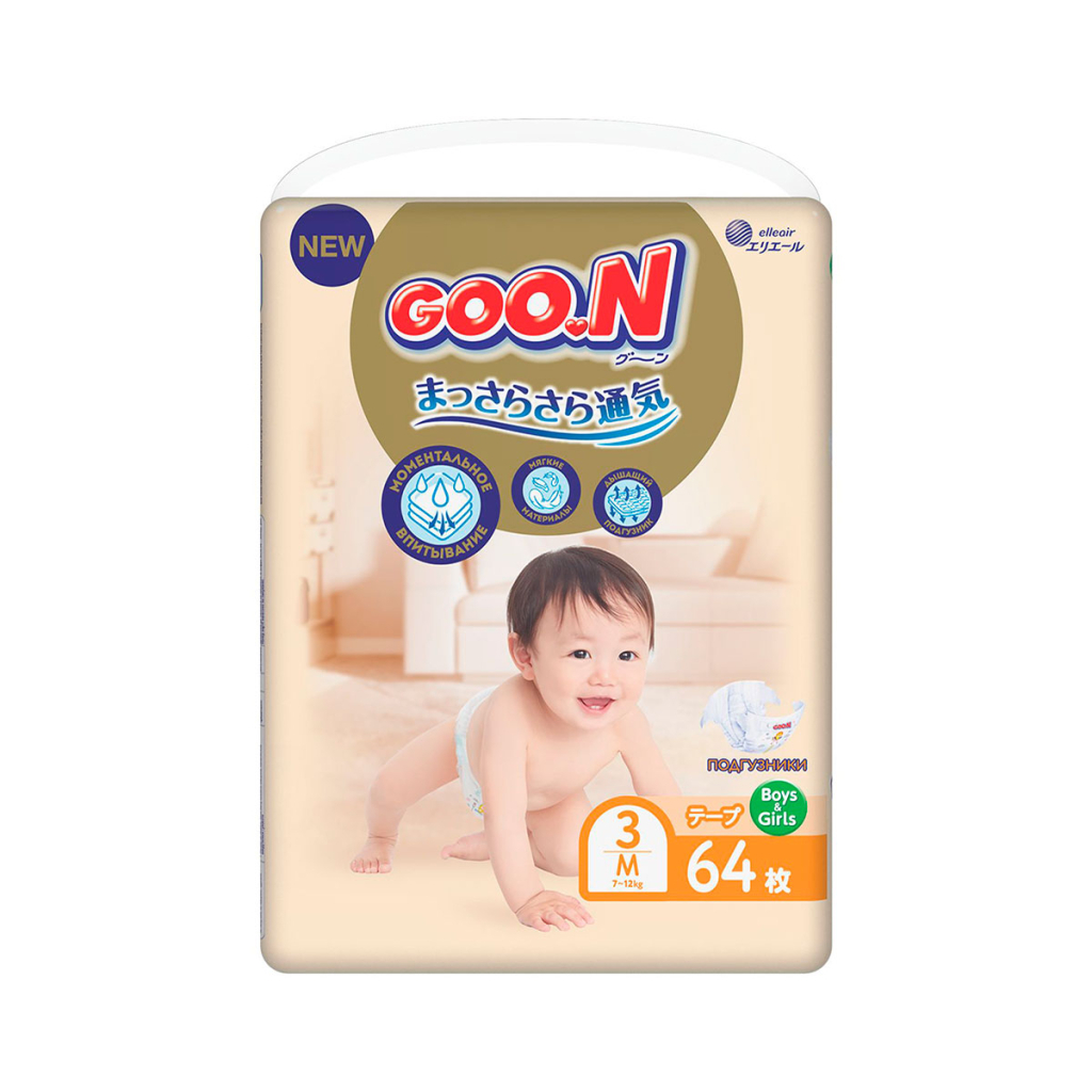 Підгузки GOO.N Premium Soft 7-12 кг розмір М на липучках 64 шт (863224) - зображення 1