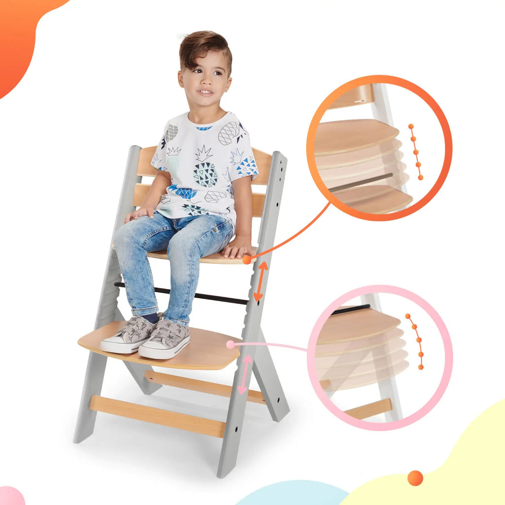 Стілець для годування Kinderkraft Enock Gray Wood з подушкою (5902533917259) - зображення 8