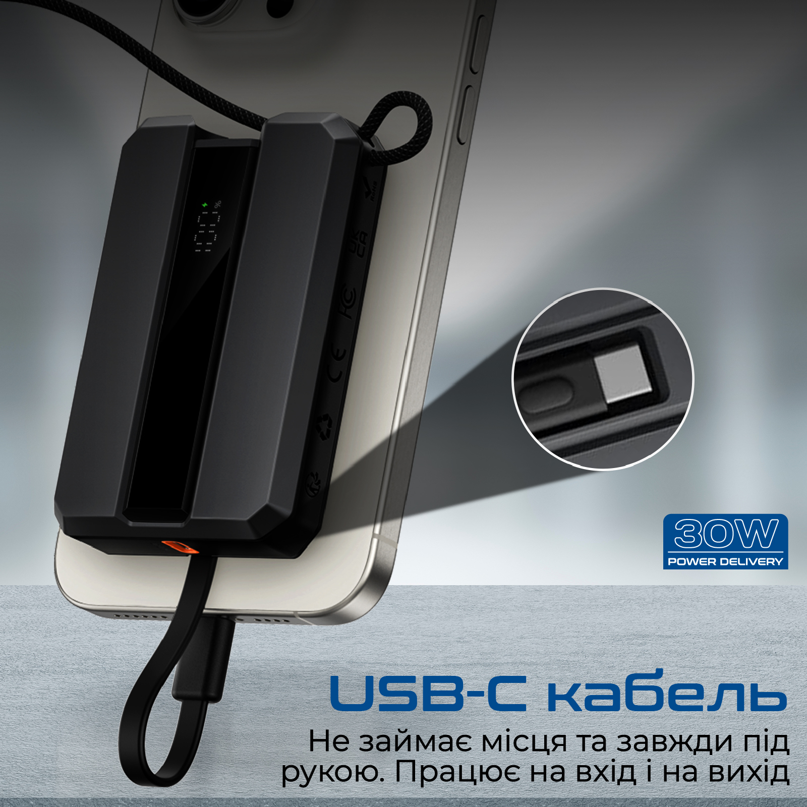 Універсальна мобільна батарея Promate Neo-10 10000mAh 30W Black - изображение 4