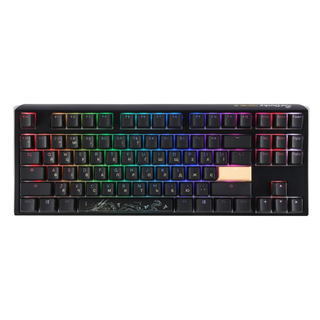 Клавіатура Ducky One 3 TKL Cherry MX Red RGB UA USB Black (DKON2187ST-RUAPXCLAWSC1) - зображення 1