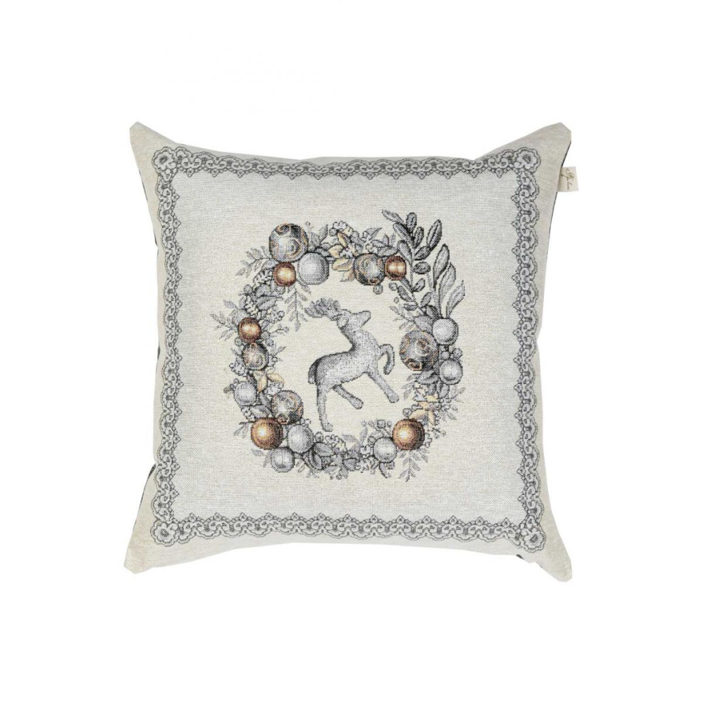 Наволочка Прованс гобеленова SILVER STAR 45х45см Віночок з оленем (4823093450141) - зображення 1