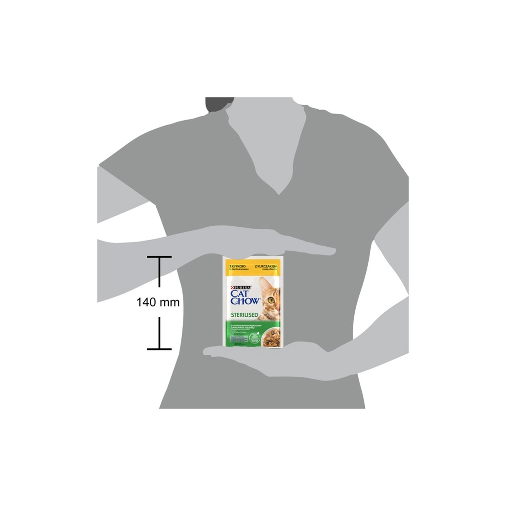 Вологий корм для кішок Purina Cat Chow Sterilised з куркою та баклажанами в желе 85г (7613037025644) - зображення 3