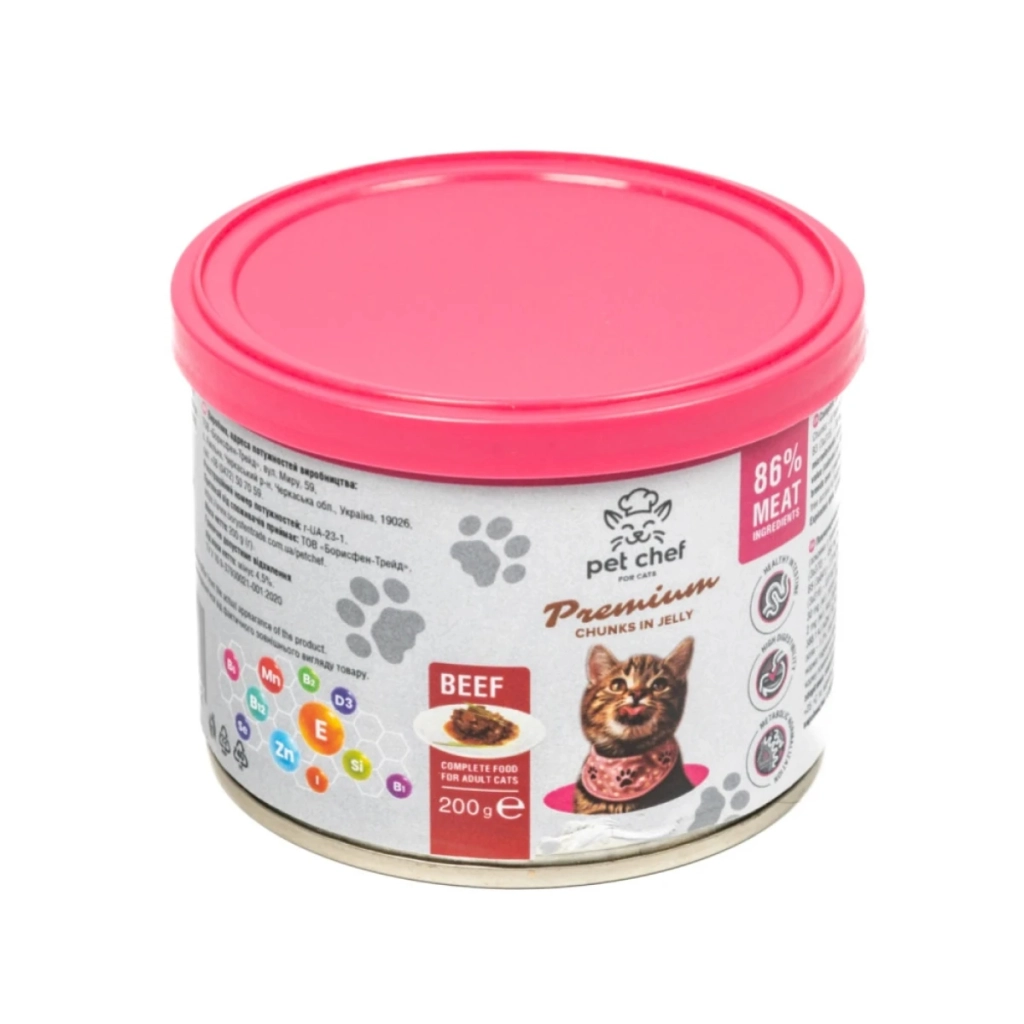 Вологий корм для кішок Pet Chef З яловичиною 200 г (4820255194042) - зображення 1