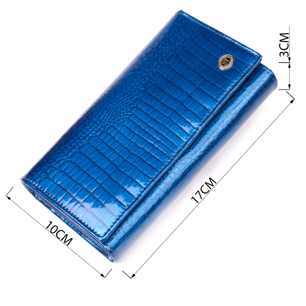 Гаманець ST Leather З лакованої шкіри Синій (19404) - зображення 3