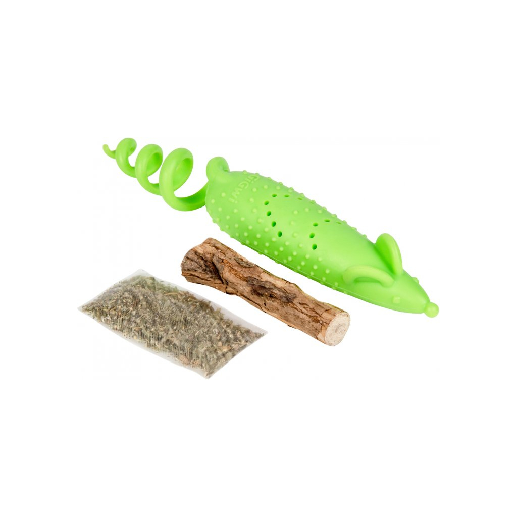 Іграшка для котів GiGwi Refillable Catnip Миша гумова 16.5 см зелена (2347) - зображення 2