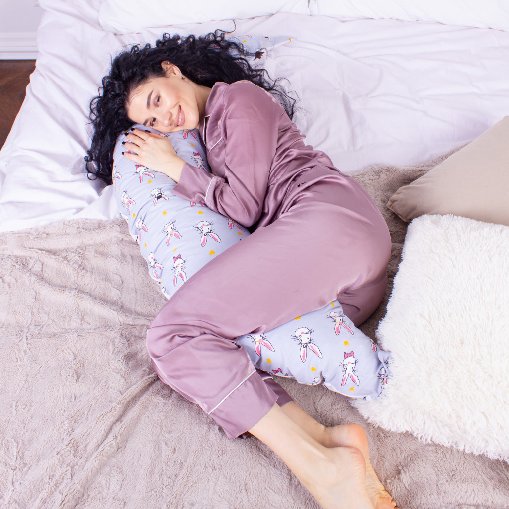 Подушка MirSon для вагітних та годування №8310 Print Line 17-0527 Bunnies Бязь 30х170х20 см (2200006200352) - изображение 6