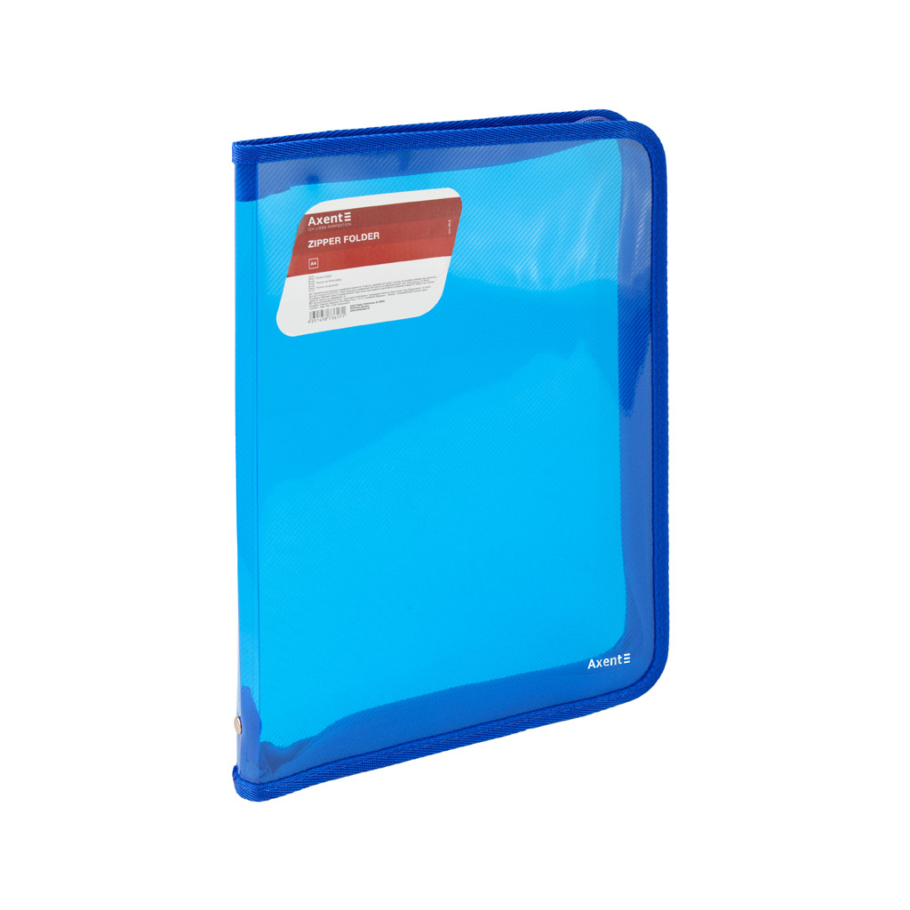 Папка на блискавці Axent об'ємна A4 550 мкм Прозора Синя (1801-22-A) - зображення 1