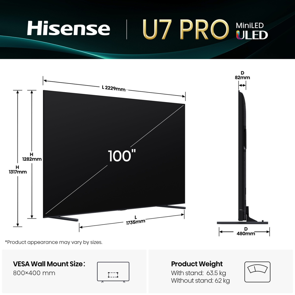 Телевізор Hisense 100U7Q PRO - зображення 3