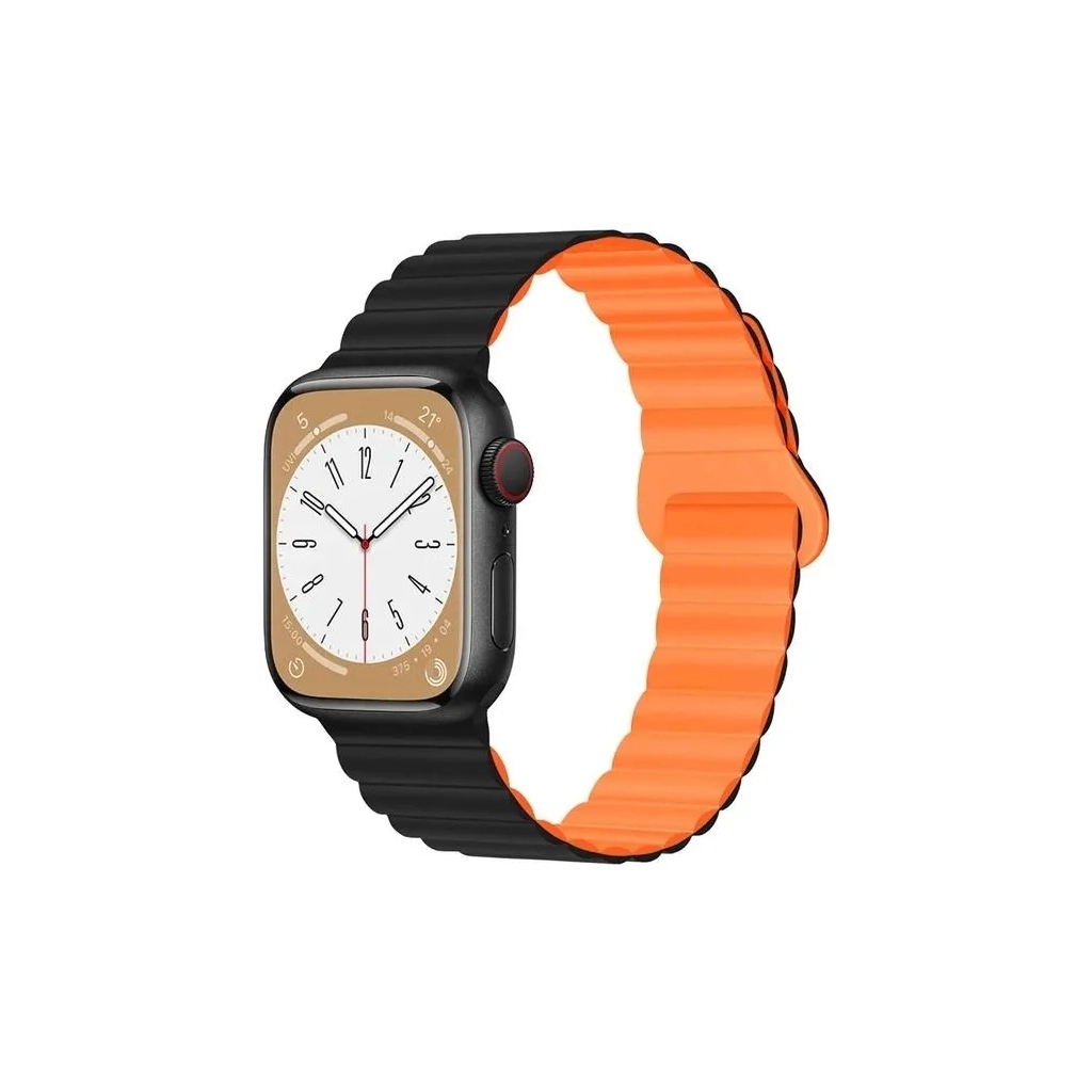 Ремінець до смарт-годинника Drobak Silicone Magnetic Link для Apple Watch All Series Ultra 2 49/45/44/42mm Black Orange (898930) - зображення 1