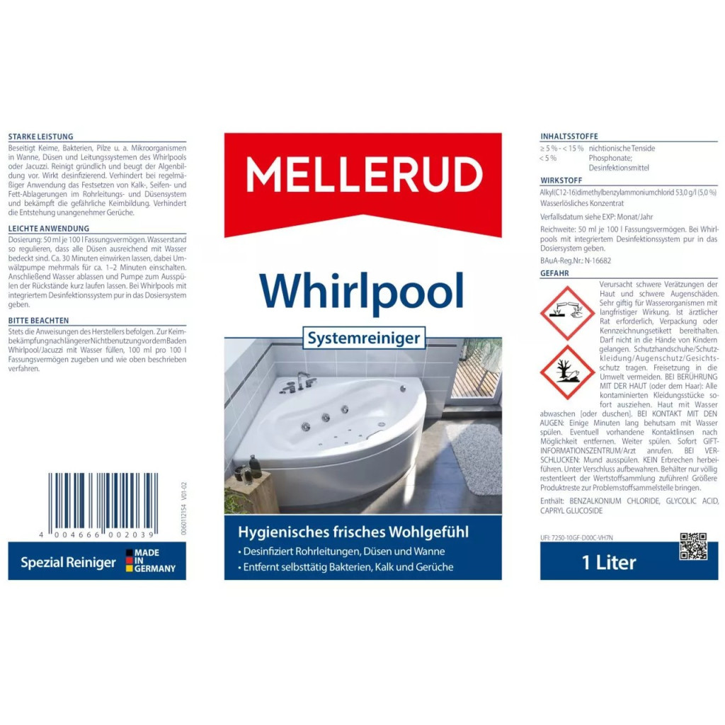 Рідина для чищення ванн Mellerud Для чищення та гігієни гідромасажних систем 1 л (4004666002039) - зображення 5