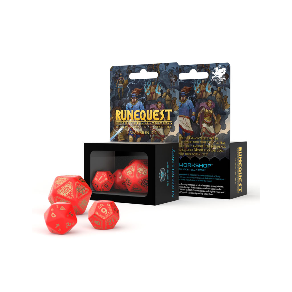 Набір кубиків для настільних ігор Q-Workshop RuneQuest Red gold Expansion Dice (3 шт.) (SRQE53) - зображення 2