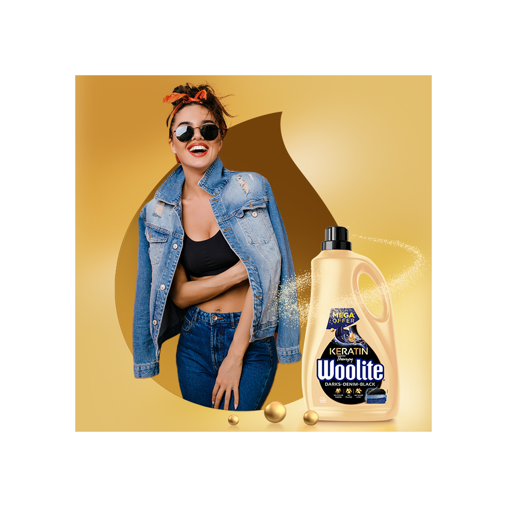 Гель для прання Woolite Для чорних, темних та джинсових тканин З кератином 3.6 л (5900627090529) - зображення 2