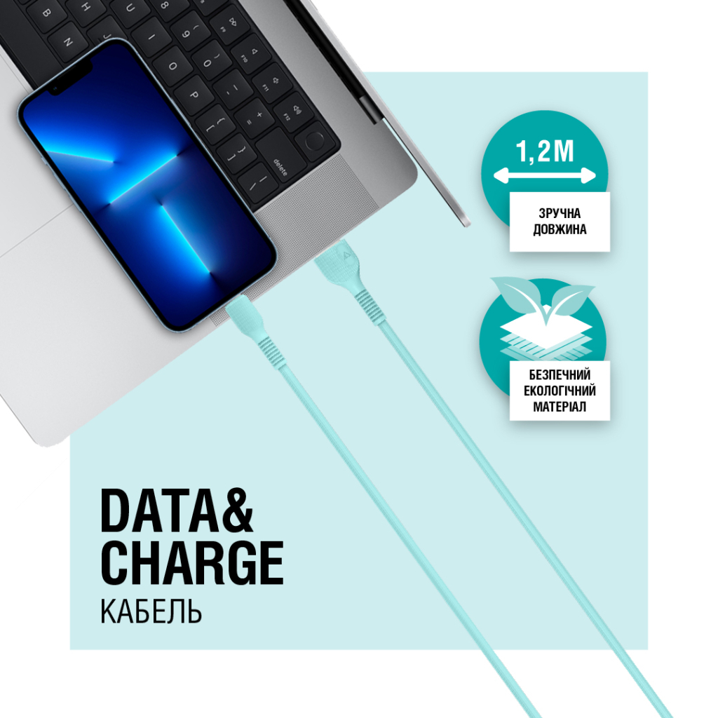 Дата кабель USB 2.0 AM to USB-C 1.2m Mint ACCLAB (1283126518256) - зображення 4