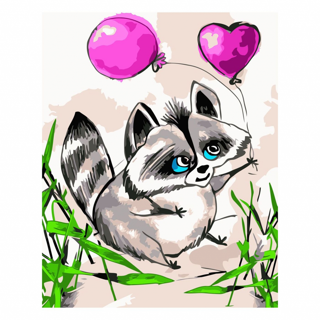 Картина по номерам Strateg Єнотик з кульками 30х40 см (SV-0032) - зображення 1