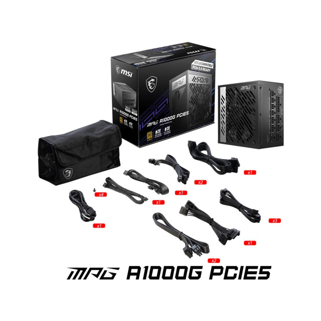 Блок живлення MSI 1000W (MPG A1000G PCIE5) - зображення 6