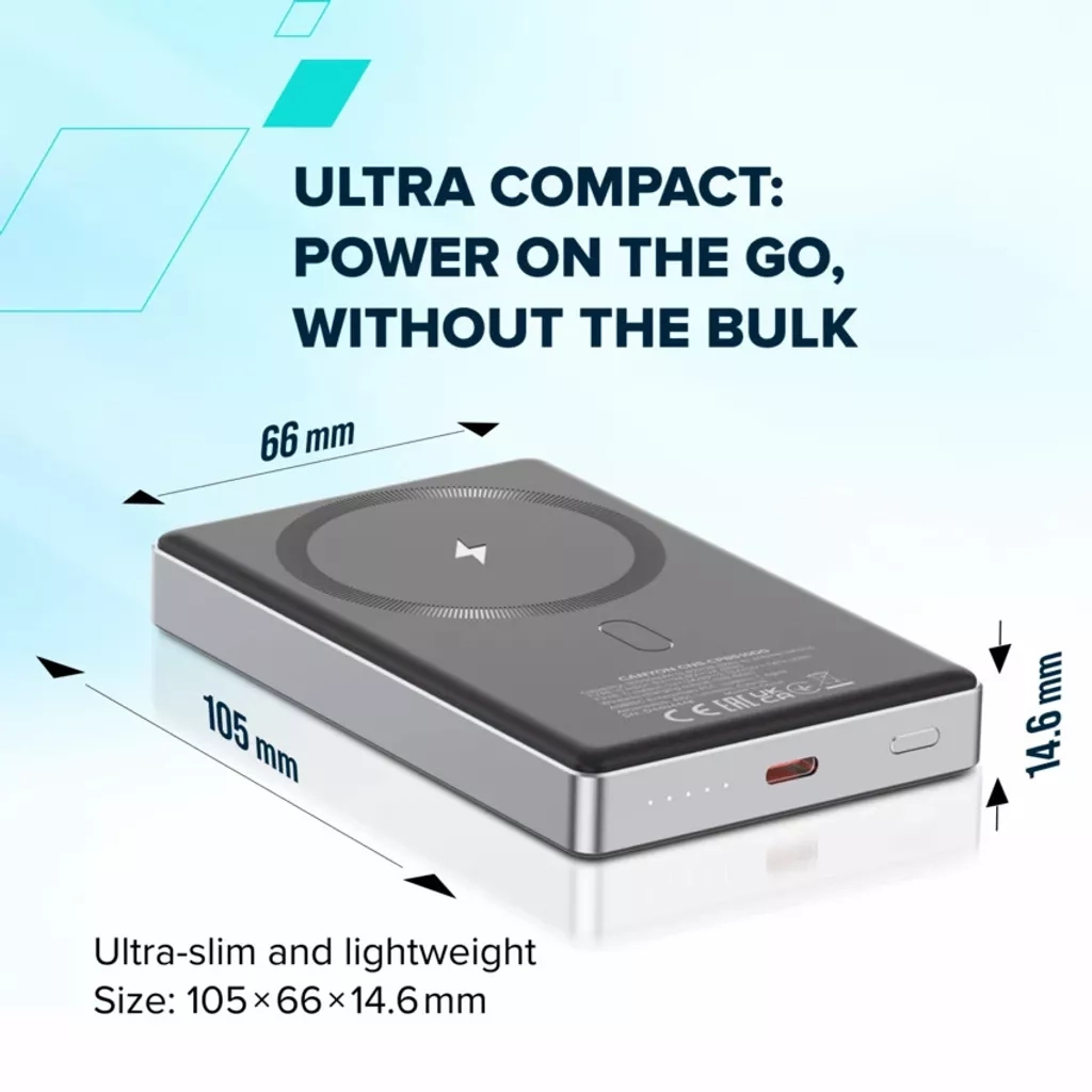 Батарея універсальна Canyon 10000mAh OnPower 510 slim Magsafe PD/20W Beige (CNS-CPB510BE) - зображення 9