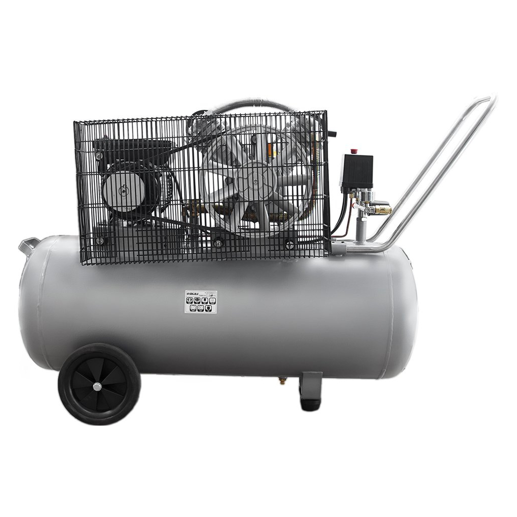 Компресор Sigma двоциліндровий ремінний 2.5кВт 396л/хв 10бар 100л (2 крана) (7044151) - зображення 3