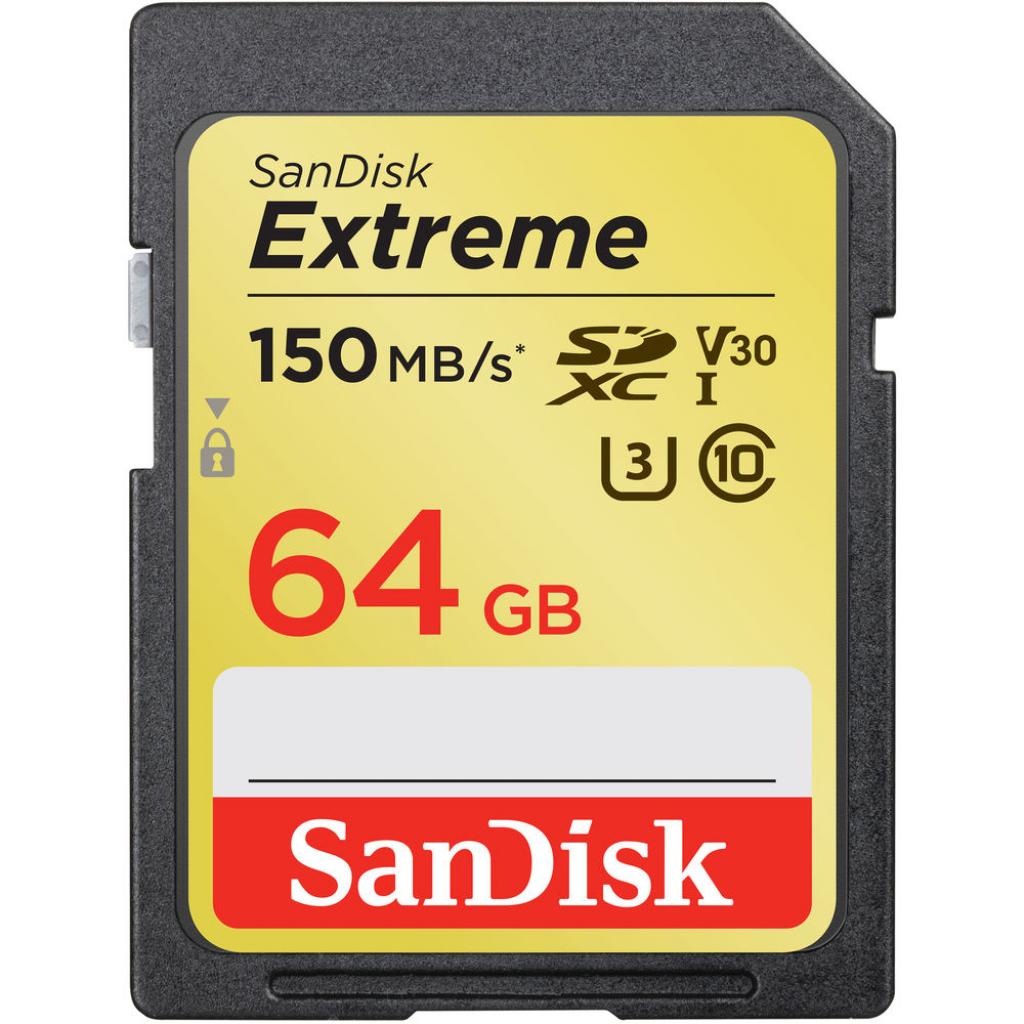Карта пам'яті SanDisk 64GB SDXC class 10 UHS-I Extreme (SDSDXV6-064G-GNCIN) - зображення 1