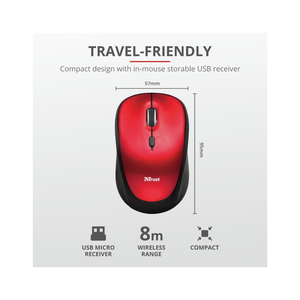Чохол до ноутбука Trust 15.6" Yvo Mouse & Sleeve Red + mouse (23455) - зображення 7