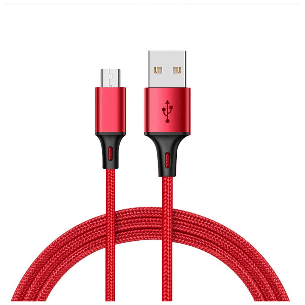 Дата кабель USB 2.0 AM to Micro 5P 1.0m 2.4A braided red XO (NB143-M1-RD) - зображення 1