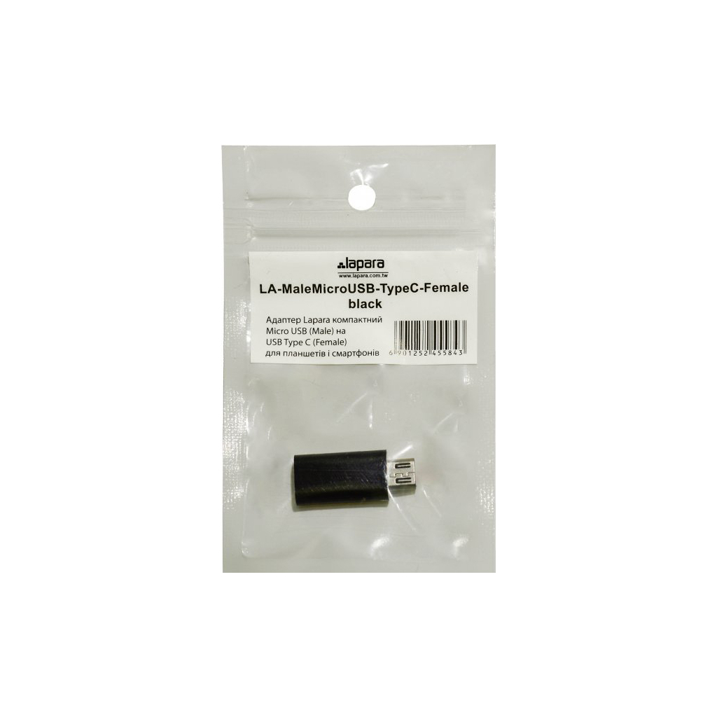 Перехідник Lapara Micro USB Male to USB 3.1 Type-C Female black (LA-MaleMicroUSB-TypeC-Female black) - зображення 3